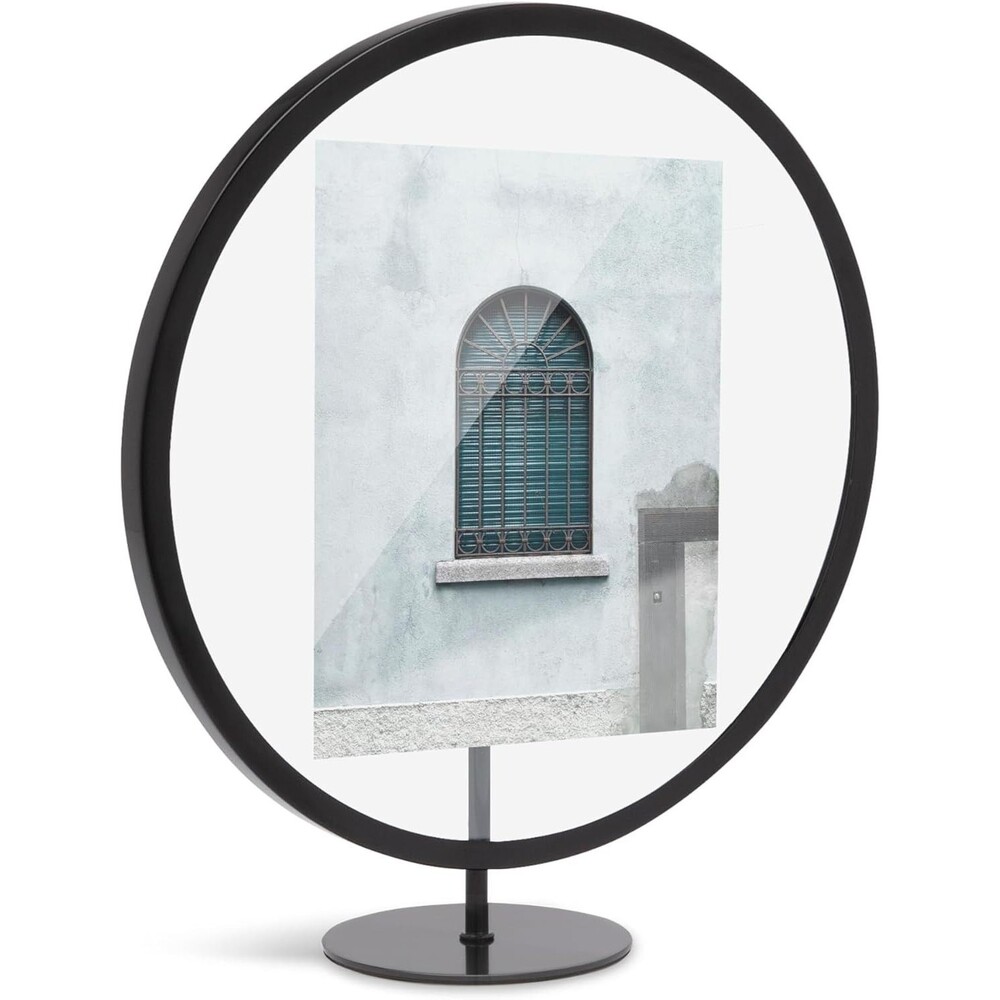 Umbra 5"x7" Infinity Picture Frame Black: Modern Round Shape, Pedestal